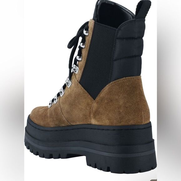 BNIB Marc Fisher Brown Suede Platform Lace Up Boots Sz 10 - Picture 4 of 10